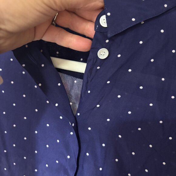Celine Blue with white polka dots Casual Button Down Shirt - Picture 6 of 9